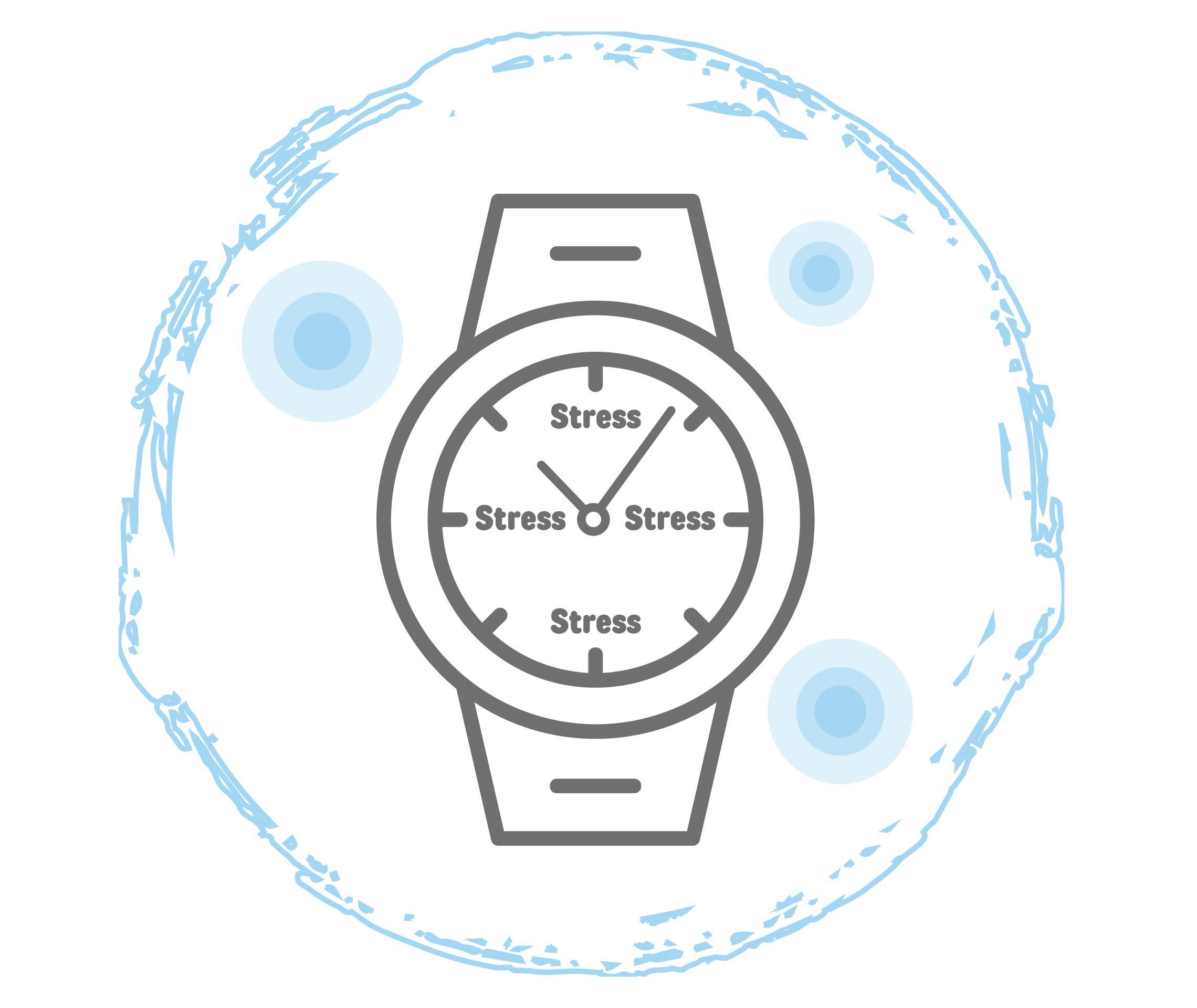 Psoriasis Info Ursachen Stress Symbolgrafik Uhr