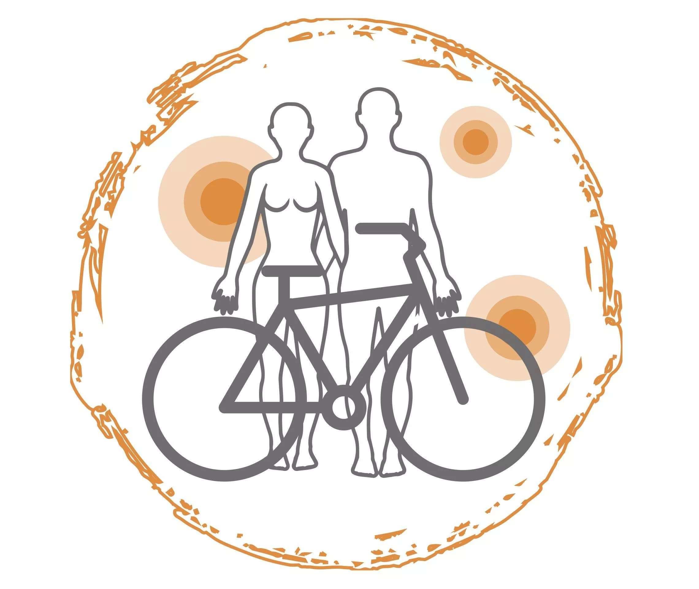 Grafik von einem Mann und einer Frau mit einem Fahrrad